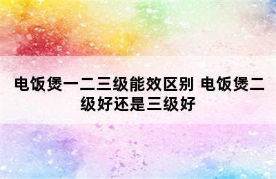 电饭煲一二三级能效区别 电饭煲二级好还是三级好